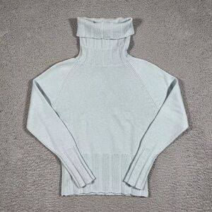 TSE 100% Pure Cashmere Sweater Ribbed Turtleneck Blue, medium